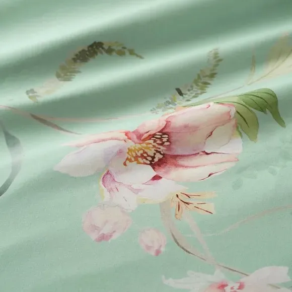 Duvet Cover Set with Floral Design - Mineral, Cotton