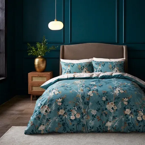 Duvet Cover Set with Floral Design - Mineral image