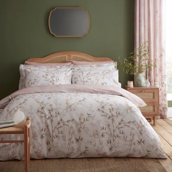 Duvet Cover Set with Floral Design - Pink Blush