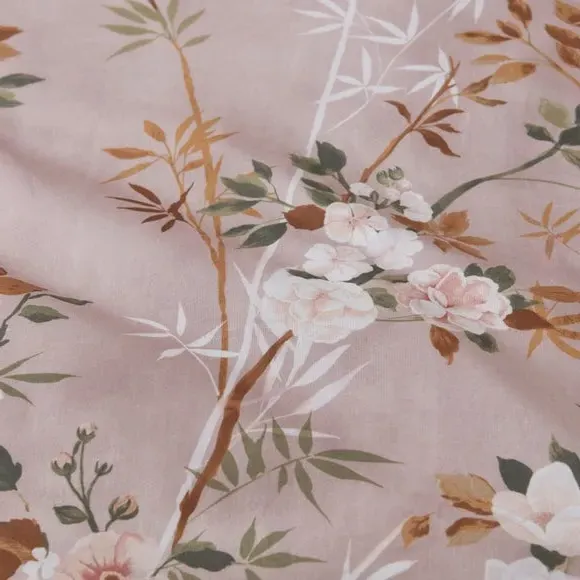 Duvet Cover Set with Floral Design - Pink Blush