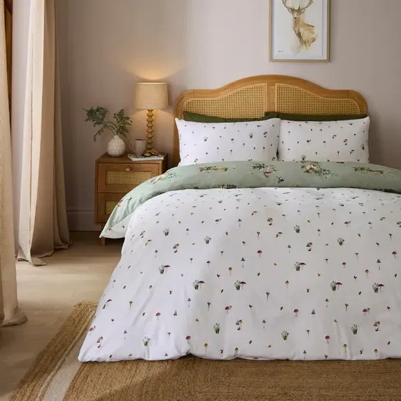 Duvet Cover Set with Forest Design - Brushed Cotton