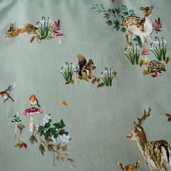 Duvet Cover Set with Forest Design - Brushed Cotton