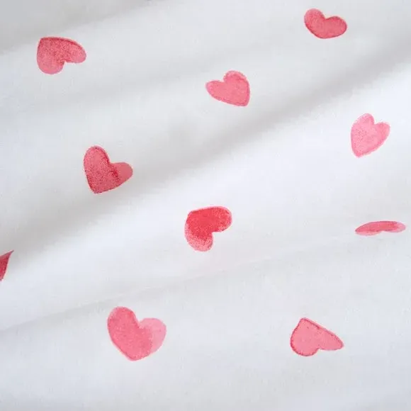 Duvet Cover Set with Hearts Design - Red, Cotton