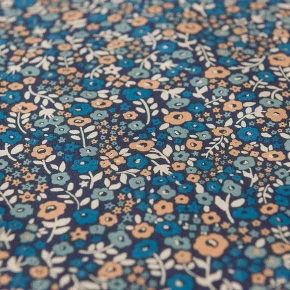 Duvet Cover Set with Leaf Design - Navy, Cotton