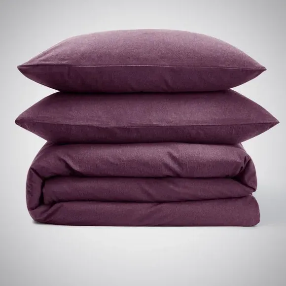 Duvet Cover Set with Pillowcase - Aubergine, Cotton