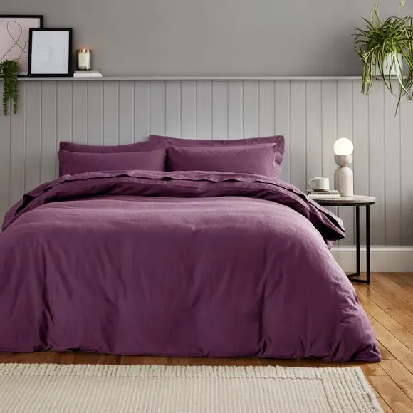 Duvet Cover Set with Pillowcase - Aubergine, Cotton image