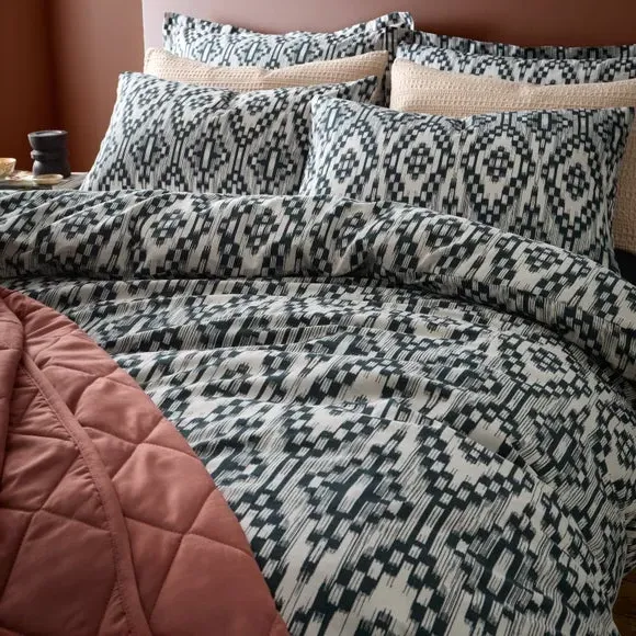 Duvet Cover Set with Pillowcase - Black, Cotton