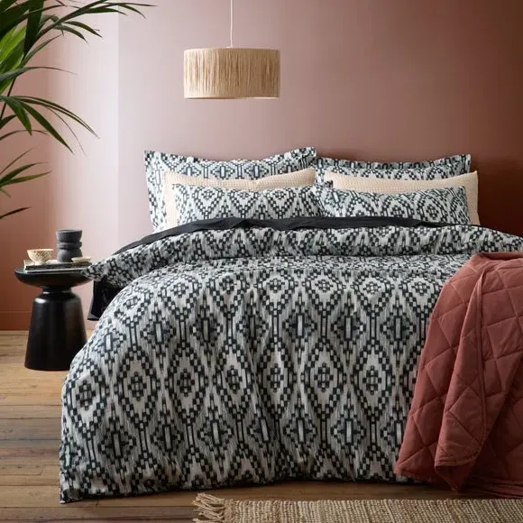 Duvet Cover Set with Pillowcase - Black, Cotton