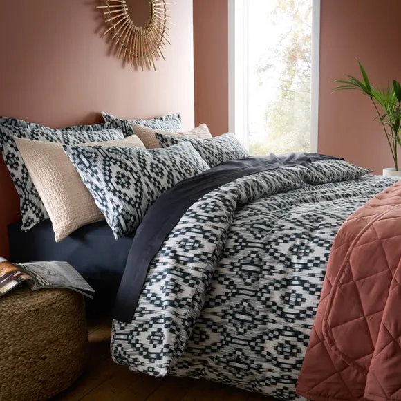 Duvet Cover Set with Pillowcase - Black, Cotton