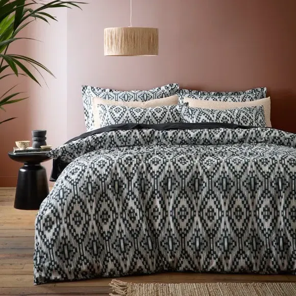 Duvet Cover Set with Pillowcase - Black, Cotton image