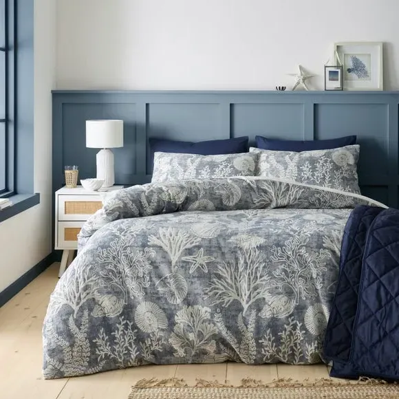 Duvet Cover Set with Pillowcase - Blue, Cotton