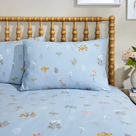 Duvet Cover Set with Pillowcase - Blue, Cotton