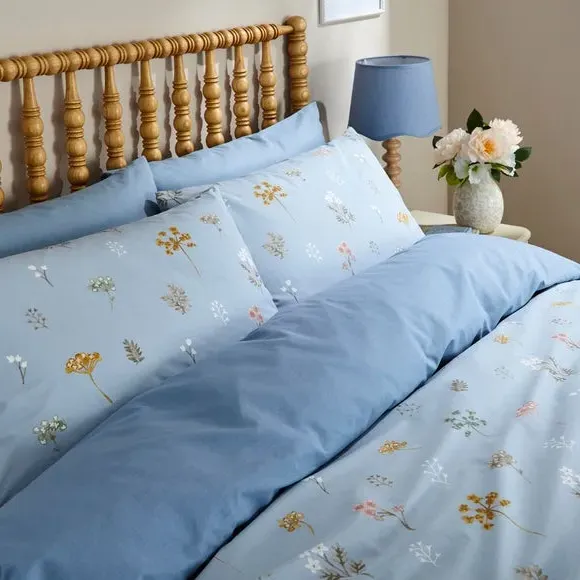 Duvet Cover Set with Pillowcase - Blue, Cotton