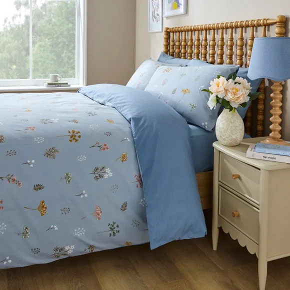 Duvet Cover Set with Pillowcase - Blue, Cotton
