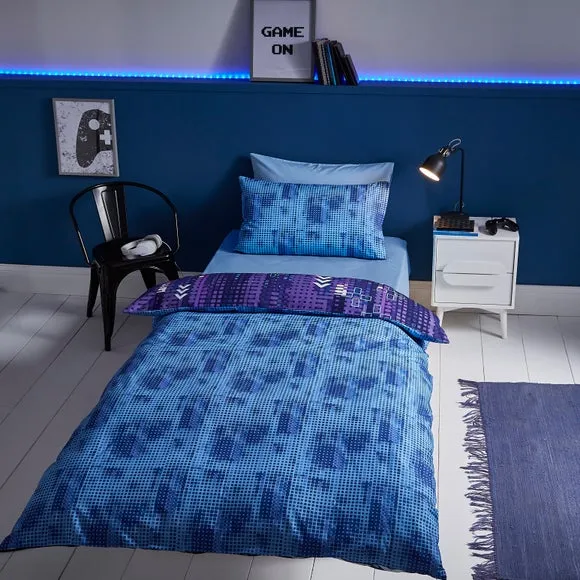 Duvet Cover Set with Pillowcase - Blue, Cotton