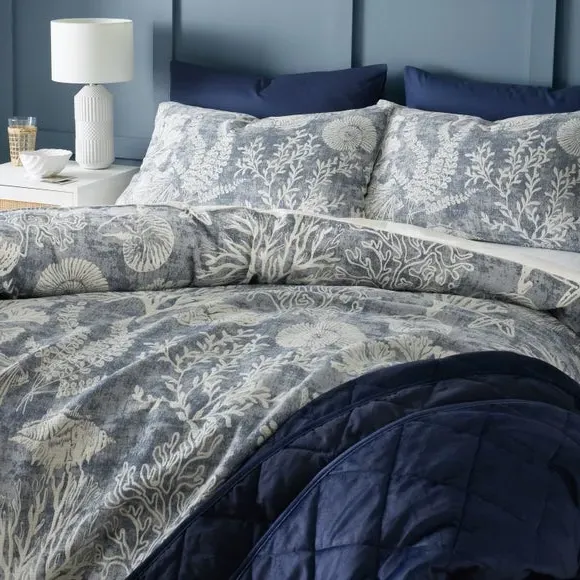Duvet Cover Set with Pillowcase - Blue, Cotton