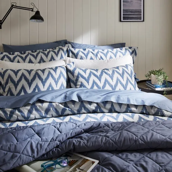 Duvet Cover Set with Pillowcase - Blue, Cotton