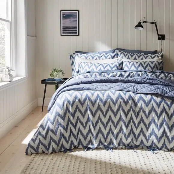 Duvet Cover Set with Pillowcase - Blue, Cotton