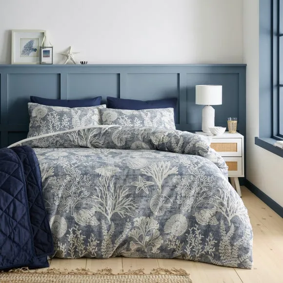 Duvet Cover Set with Pillowcase - Blue, Cotton