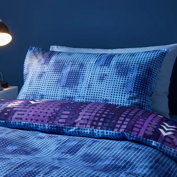 Duvet Cover Set with Pillowcase - Blue, Cotton