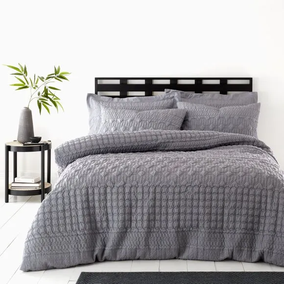 Duvet Cover Set with Pillowcase - Grey, Polyester