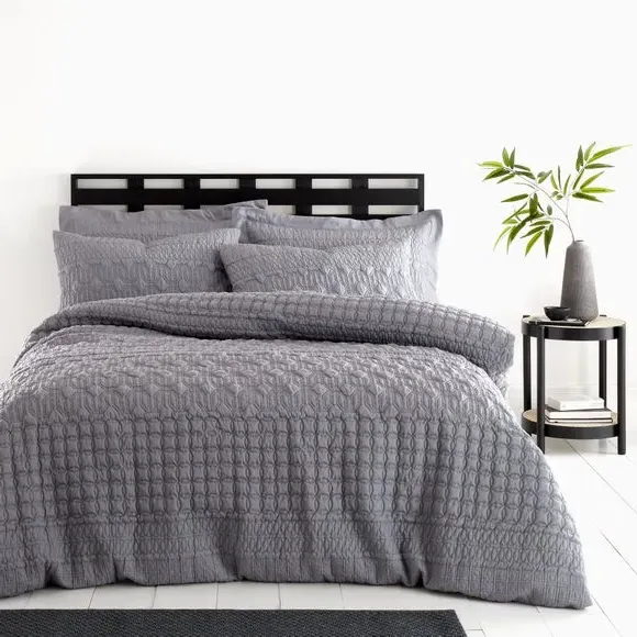 Duvet Cover Set with Pillowcase - Grey, Polyester