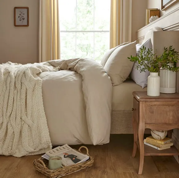 Duvet Cover Set with Pillowcase - Natural, Cotton