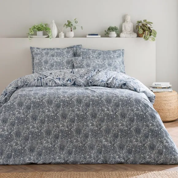 Duvet Cover Set with Pillowcase - Navy, Cotton