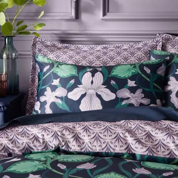 Duvet Cover Set with Pillowcase - Navy, Satin