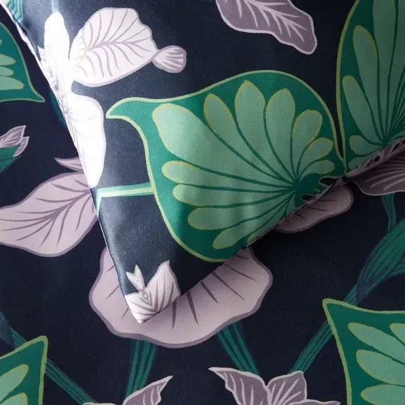 Duvet Cover Set with Pillowcase - Navy, Satin