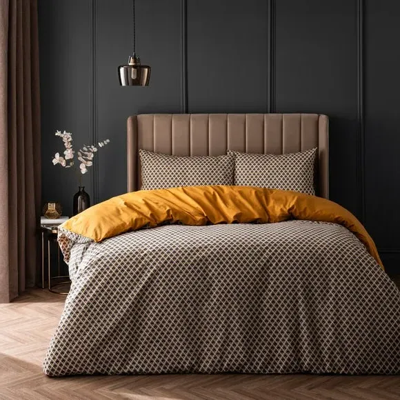 Duvet Cover Set with Pillowcase - Ochre, Cotton