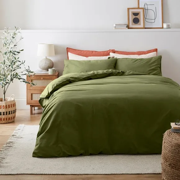 Duvet Cover Set with Pillowcase - Olive, Cotton