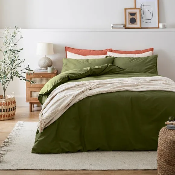Duvet Cover Set with Pillowcase - Olive, Cotton