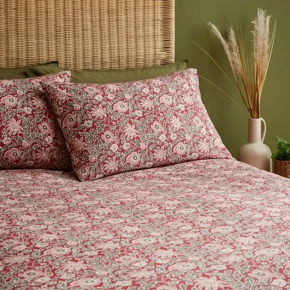 Duvet Cover Set with Pillowcase - Red, Cotton
