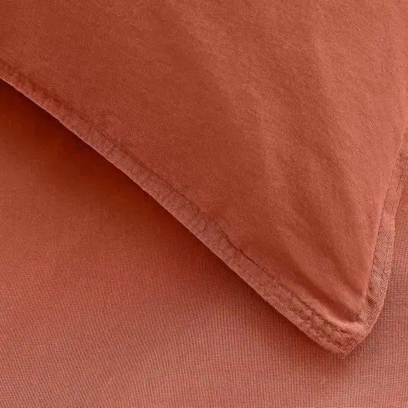 Duvet Cover Set with Pillowcase - Terracotta, Cotton