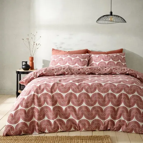 Duvet Cover Set with Pillowcase - Terracotta, Cotton