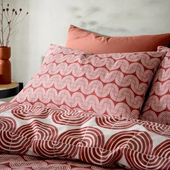 Duvet Cover Set with Pillowcase - Terracotta, Cotton