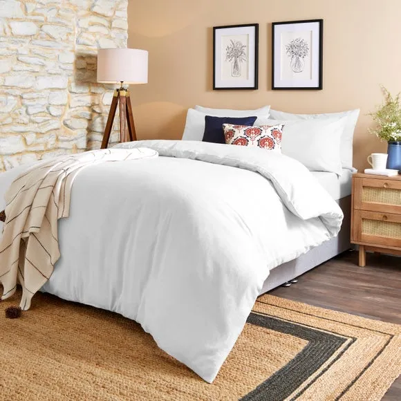 Duvet Cover Set with Pillowcase - White, Cotton