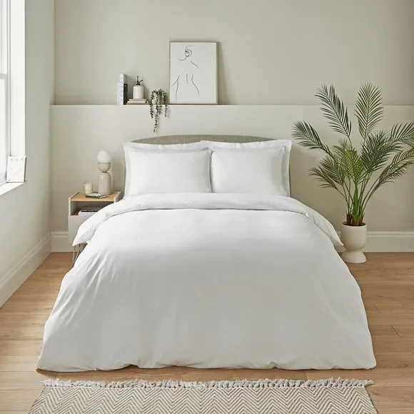 Duvet Cover Set with Pillowcase - White, Microfibre