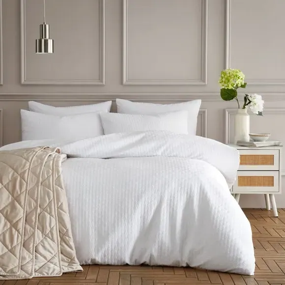 Duvet Cover Set with Pillowcase - White, Polyester