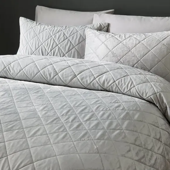 Duvet Cover Set with Pinsonic Design - Grey