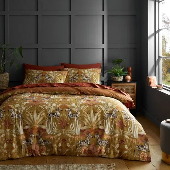 Duvet Cover Set with Tropical Print - Natural image