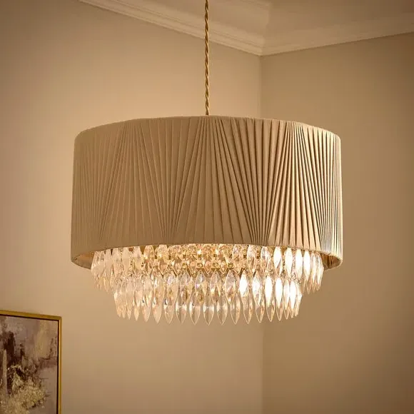 Easy Fit Lamp Shade with Beads - Grey