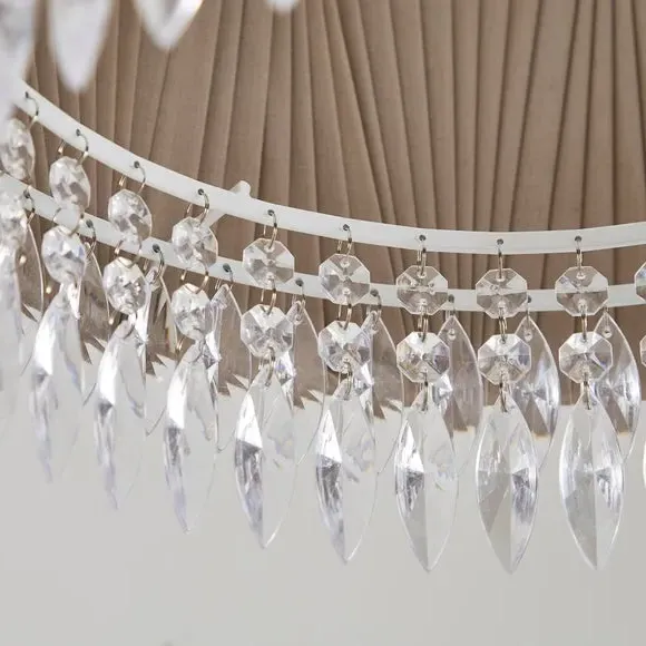 Easy Fit Lamp Shade with Beads - Grey