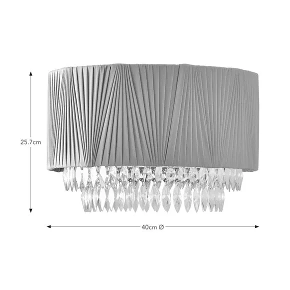 Easy Fit Lamp Shade with Beads - Grey