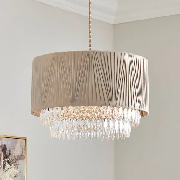 Easy Fit Lamp Shade with Beads - Grey image