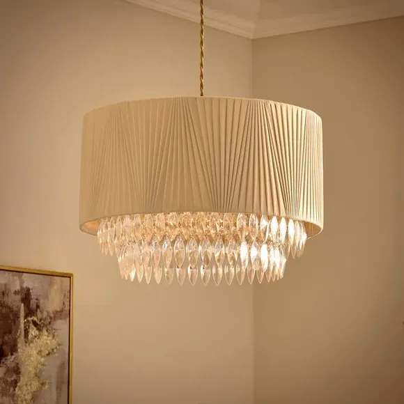 Easy Fit Lamp Shade with Beads - Sandstone