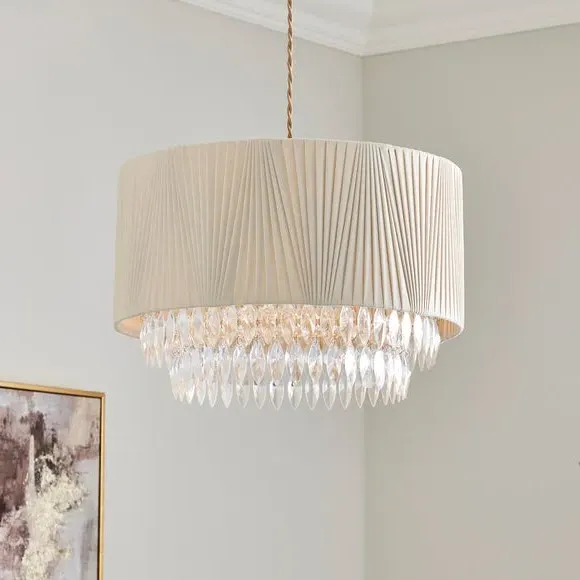 Easy Fit Lamp Shade with Beads - Sandstone