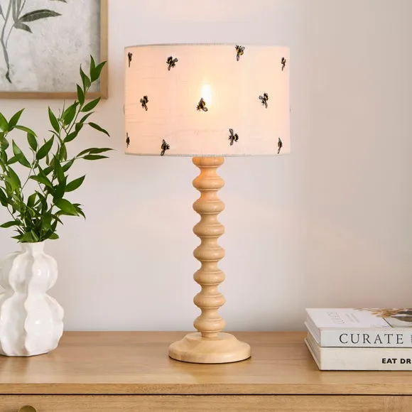 Easy Fit Lamp Shade with Embroidery - Off-White