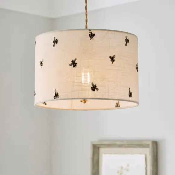 Easy Fit Lamp Shade with Embroidery - Off-White image